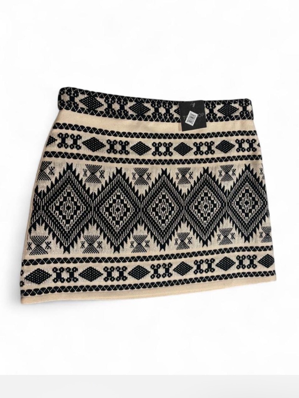 Topshop Aztec Tribal Jacquard Mini Skirt cream and black